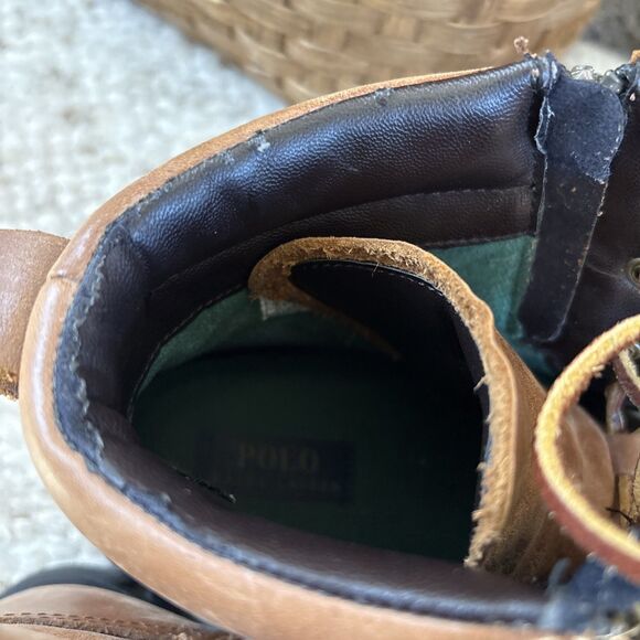 Polo Ralph Lauren Demond Duck Boots Mens 12D Brown Leather Lace-Up Buckle Zip main image 10